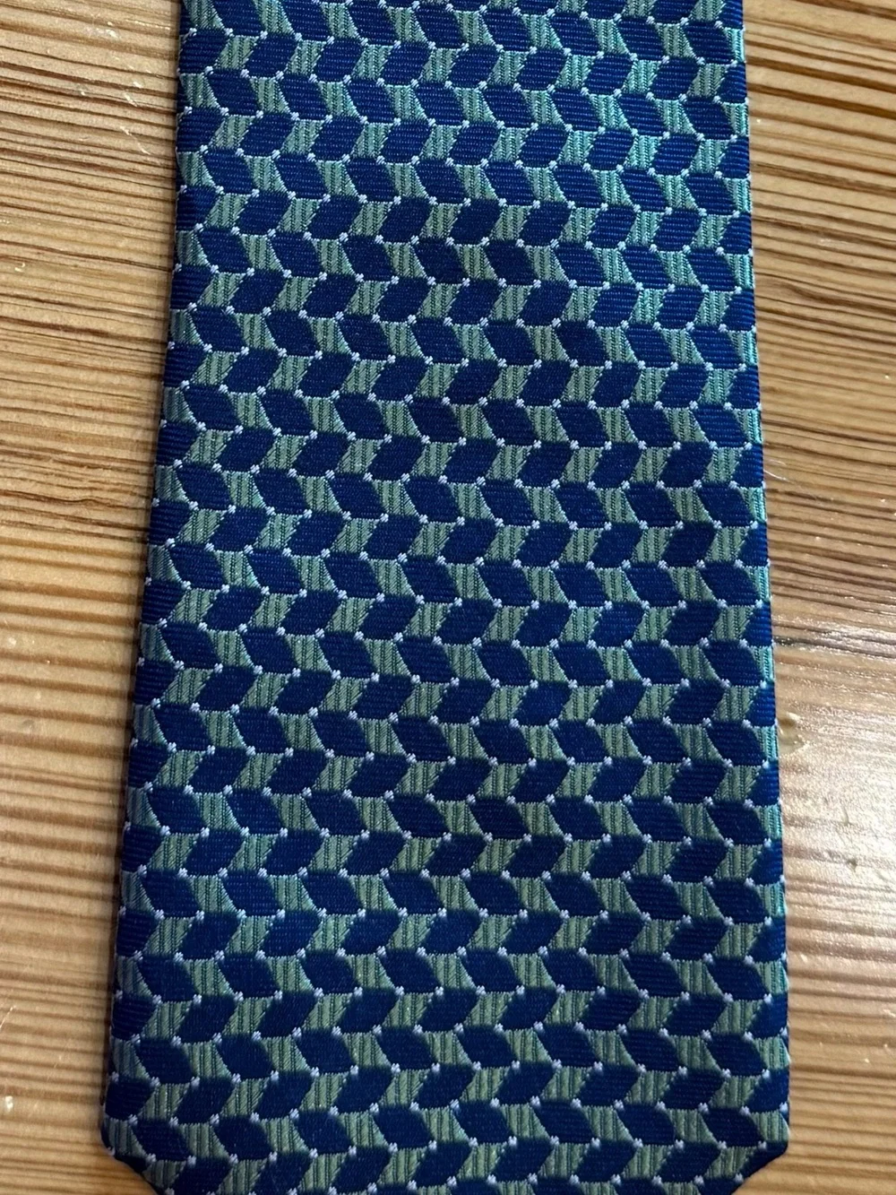 Jos A Bank Classic Collection Extra Long Silk Tie Blue Green Geometric 63.5”